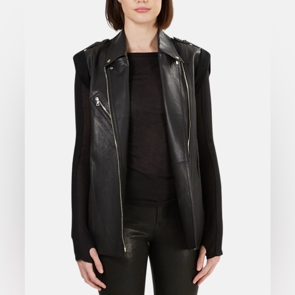 Alexander Wang Black Leather Sleeveless Jacket